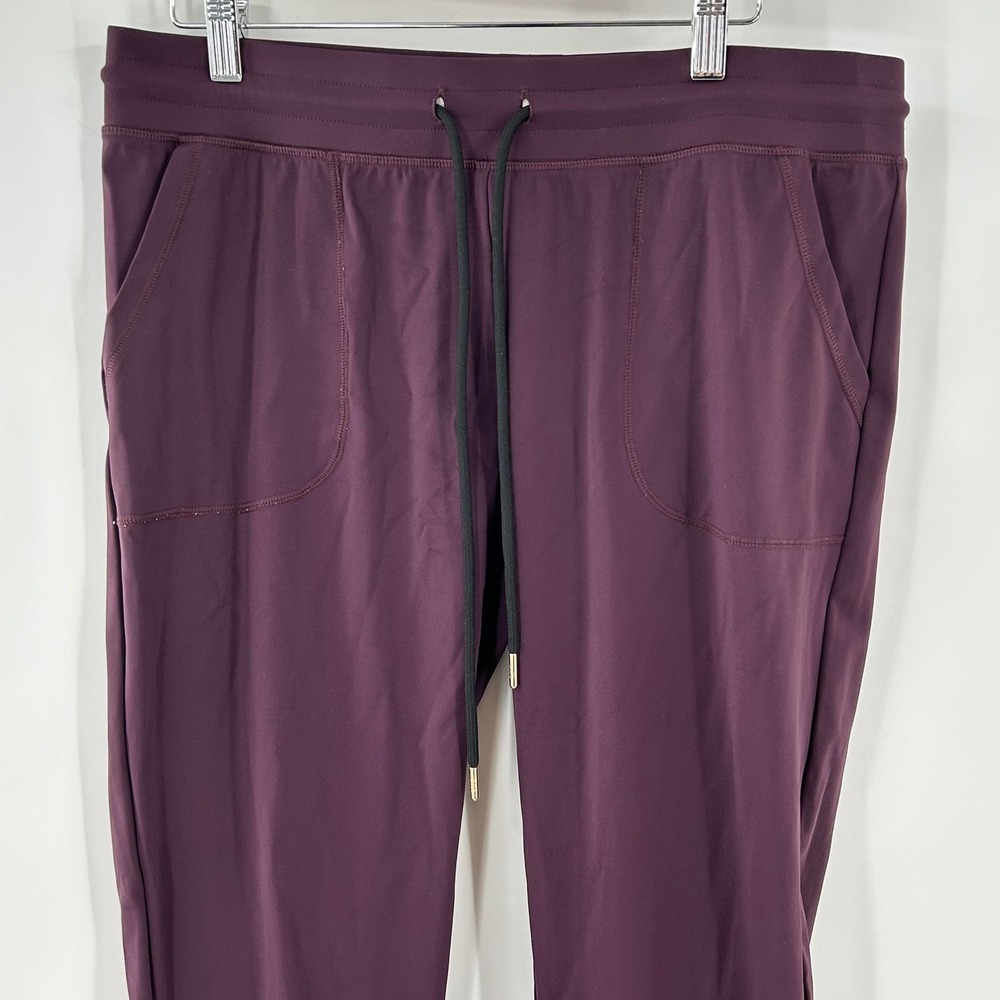 Zyia Active Womens Joggers‎ Plum Purple Gold Ankle Zip Drawstring Pants L